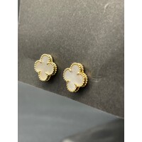 Ladies 18ct Yellow Gold Clover Stud Earrings