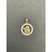 Ladies 9ct Yellow Gold Round Angel Pendant