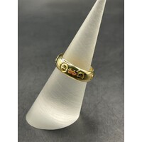 Ladies 18ct Yellow Gold Stamp Pattern Band Ring