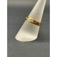 Unisex 18ct Yellow Gold Laser Cut Pattern Ring