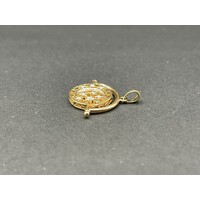 Unisex 9ct Yellow Gold Round Star and Moon Pendant