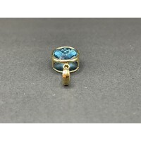 Ladies 14ct Yellow Gold Blue Gemstone Pendant