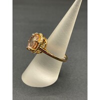 Ladies 9ct Rose Gold Morganite and Diamond Ring