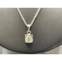 Ladies 18ct White Gold Fancy Link Chain & Diamond Pendant