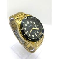 Sekonda Gold Strap Black Dial Stainless Steel 50m WR Mens Watch SK1810