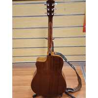 Fender Semi-Acoustic Electric Guitar Sunburst Single-Cut CD60CE Leather Strap