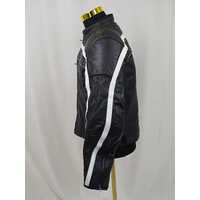 Torque Leather Motorcycle Jacket Black White Size XL