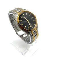 Citizen Mens Eco-Drive Two Tone Quartz Black Dial Stainless Steel Watch