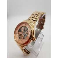 Fossil Automatic Rose Gold Tone Skeleton Dial Stainless Steel Ladies Watch