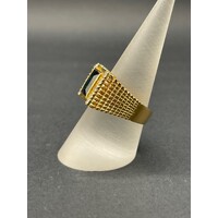 Mens 18ct Yellow Gold Gemstone CZ Ring