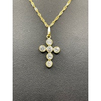 Ladies 18ct Yellow Gold Singapore Link Necklace & Cross Pendant