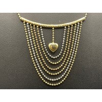 Ladies 14ct Two Tone Gold Bead Draperie Necklace