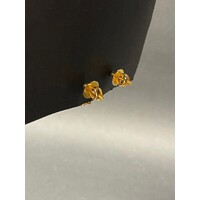 Ladies 18ct Yellow Gold Flower Design with Diamond Earrings