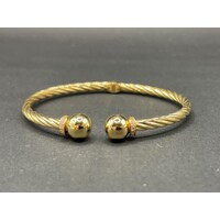 Ladies 18ct Yellow Gold Cuff Hinged Bangle