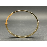 Ladies 18ct Yellow Gold Oval Hinged Bangle