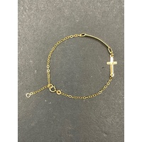 Childs 9ct Yellow Gold Cable Link ID Bracelet