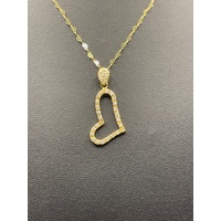 Ladies 18ct Yellow Gold Fancy Link Necklace & Heart Pendant