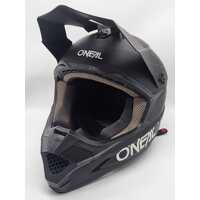 Oneal Flat Solid Black MX Helmet (Size L) Lightweight Impact-Resistant