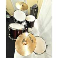 DXP Rock Series 5 Piece Drum Kit with Hi-Hat Cymbals Stands Kick Pedal