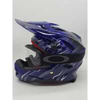 THH T-42 Full Face BMX Bike Youth Helmet Blue Silver Size S with Oakley Goggles