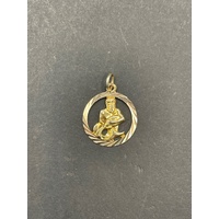 Unisex 9ct Yellow Gold Round Pendant