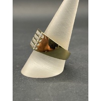 Mens 10ct Yellow Gold Multi Row Diamond Ring