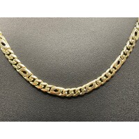 Mens 9ct Yellow Gold Birdseye and Curb Link Necklace