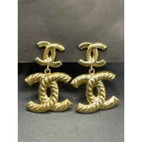 Ladies 18ct Yellow Gold CC Fancy Dangle Earrings