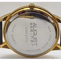 August Steiner Gold Tone Leather Mens Watch AS8020YG Swiss Quartz 3 ATM WR