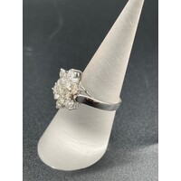 Ladies 14ct White Gold Diamond Dress Ring  