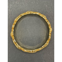 Ladies 21ct Yellow Gold Round Wavey Edge Bangle