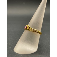 Ladies 21ct Yellow Gold Red Gemstone Ring