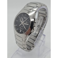 Longines Oposition Chronograph Black Dial Men's Silver Quartz Watch L3 618 4