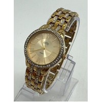 Elite Gold Ladies Quartz Stainless Steel Dress Analog Watch