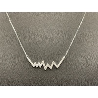 Ladies 9ct White Gold Belcher Link Chain & Zig Zag Pendant