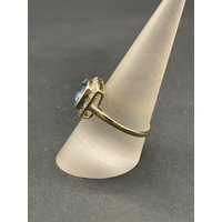 Ladies 9ct Yellow Gold Blue Gemstones and Diamonds Ring