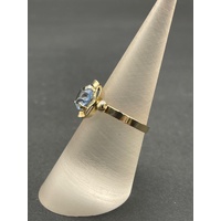 Ladies 14ct Yellow Gold Blue Gemstone Ring