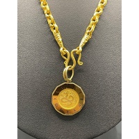 Unisex 22ct Yellow Gold Belcher Link Necklace & Coin Pendant