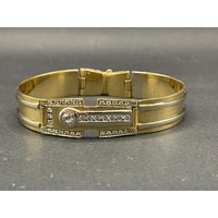 Mens 18ct Yellow Gold Fancy Link Diamond Bracelet