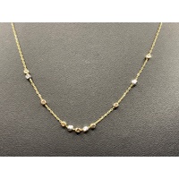 Ladies 19t Yellow Gold Belcher Link & 3 Tone Bead Necklace