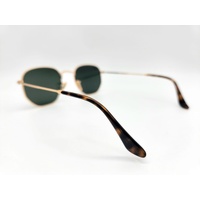 Ray-Ban RB3548N 001 51-21 Gold Hexagonal Flat Lenses Green Classic Sunglasses