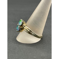 Ladies 9ct Yellow Gold Blue Opal Gemstone Ring