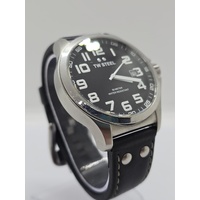 TW Steel Mens Quartz Watch Analog Display Black Dial Black Leather Strap TW408