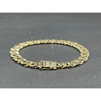 Mens 9ct Yellow Gold Diamond Cut Curb Link Bracelet