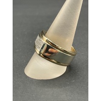 Mens 9ct Yellow Gold Diamond Ring