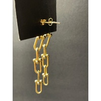 Ladies 18ct Yellow Gold Paperclip Link Dangle Earrings