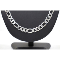 Solid Sterling Silver 925 Heavy Figaro Link Chain Necklace Multiple Sizes [Size: 60cm x 1.0cm (86.5g)]