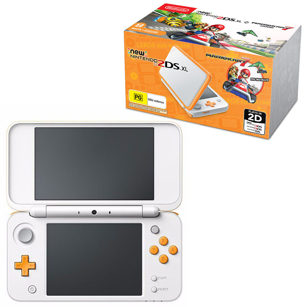 Nintendo 2ds Xl Handheld Console Orange White Mario Kart 7 Pre Installed