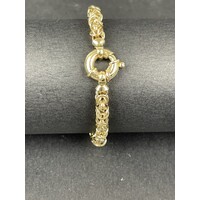 Ladies 9ct Yellow Gold Fancy Knot Like Link Bracelet (Pre-Owned)