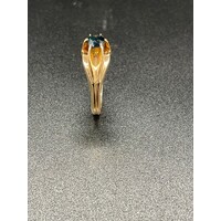 Unisex 9ct Yellow Gold Blue Stone Ring (Pre-Owned)